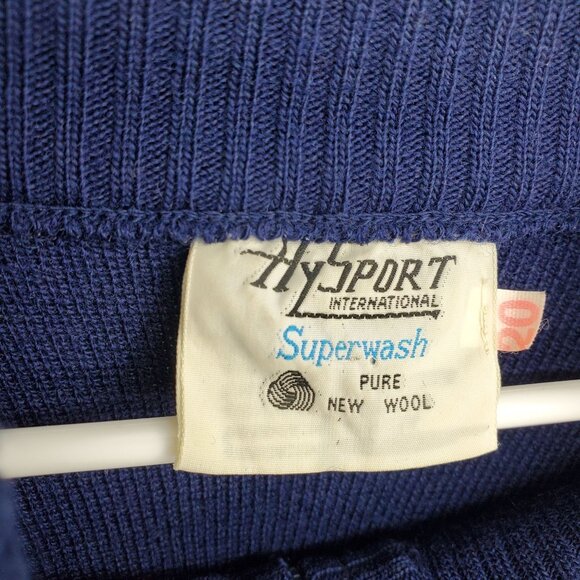Vintage Hysport Australia International Pure New Wool Blue Zip Up Sweater 20 - Picture 2 of 16